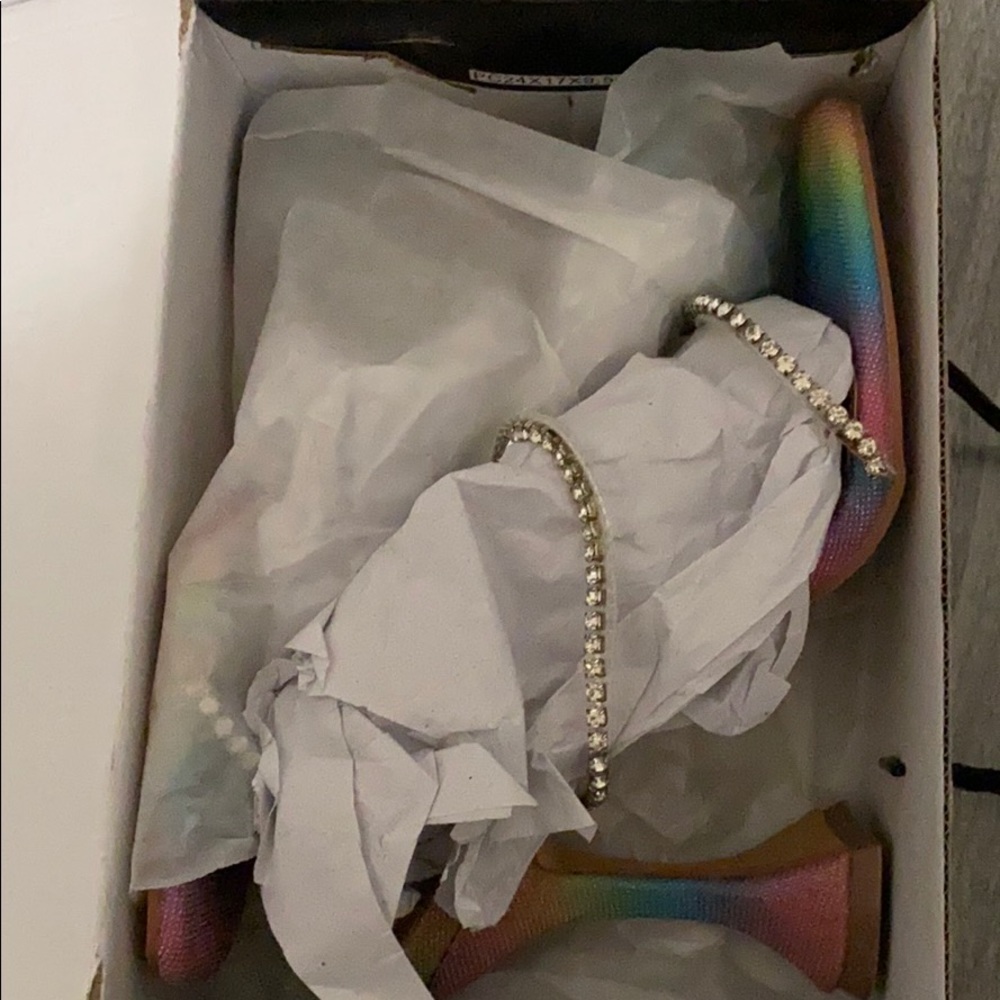 Rainbow colored open toe sandals
